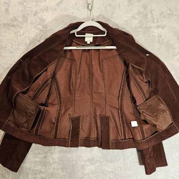 Halgen Corduroy Jacket Womens L Brown Blazer lined pockets notched shoulder tabs - Picture 13 of 16